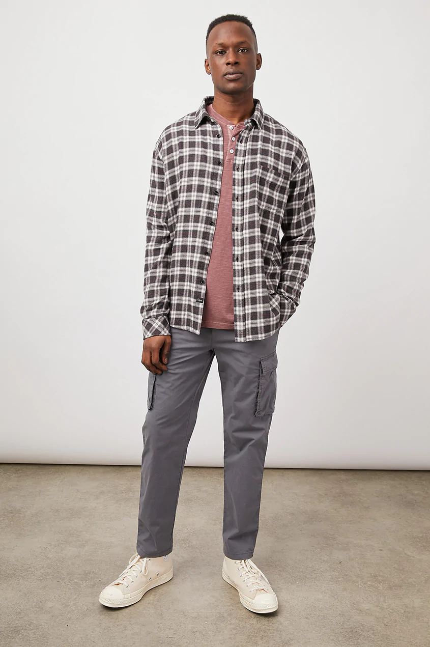 Rails Men's Lennox L/S - Black Crimson Melange