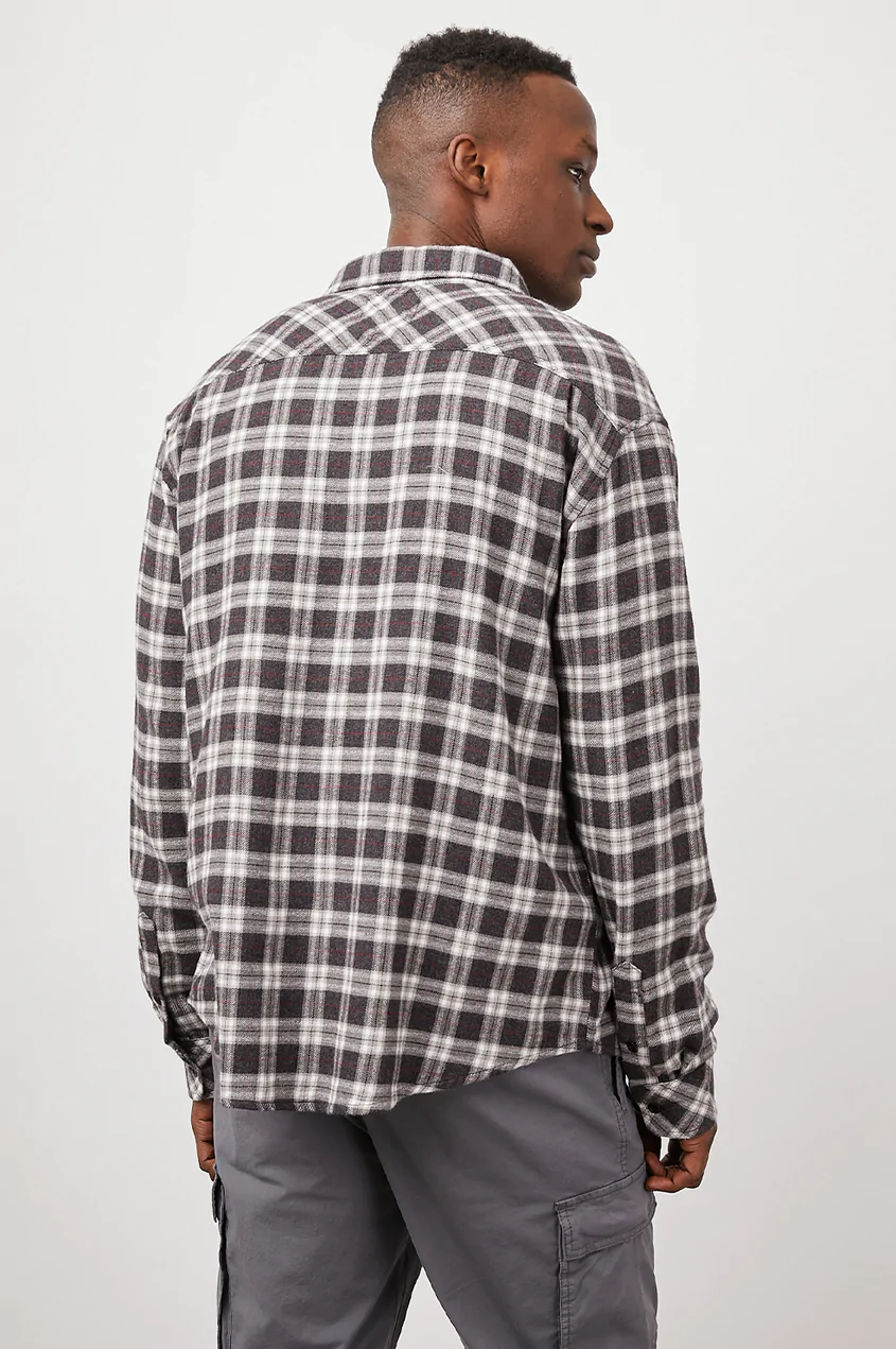 Rails Men's Lennox L/S - Black Crimson Melange