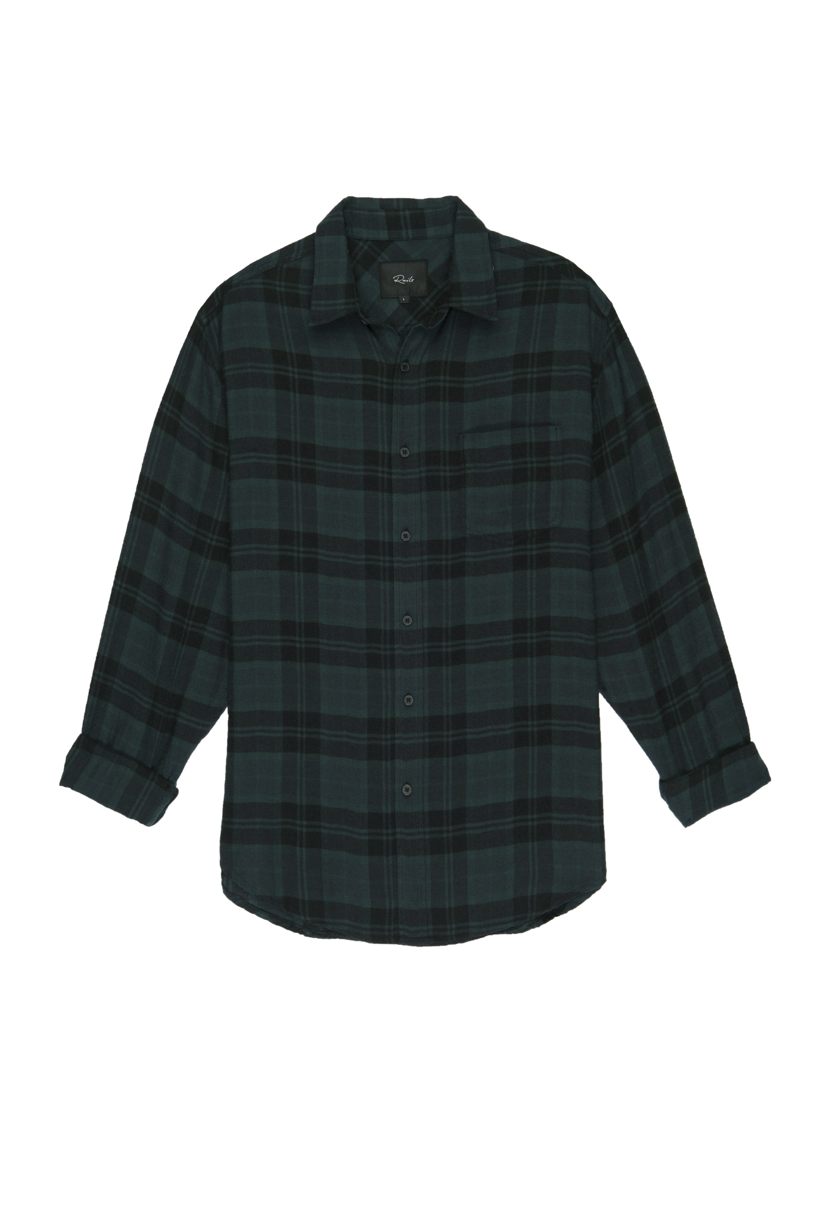 Rails Men's Lennox L/S - Emerald/Onyx