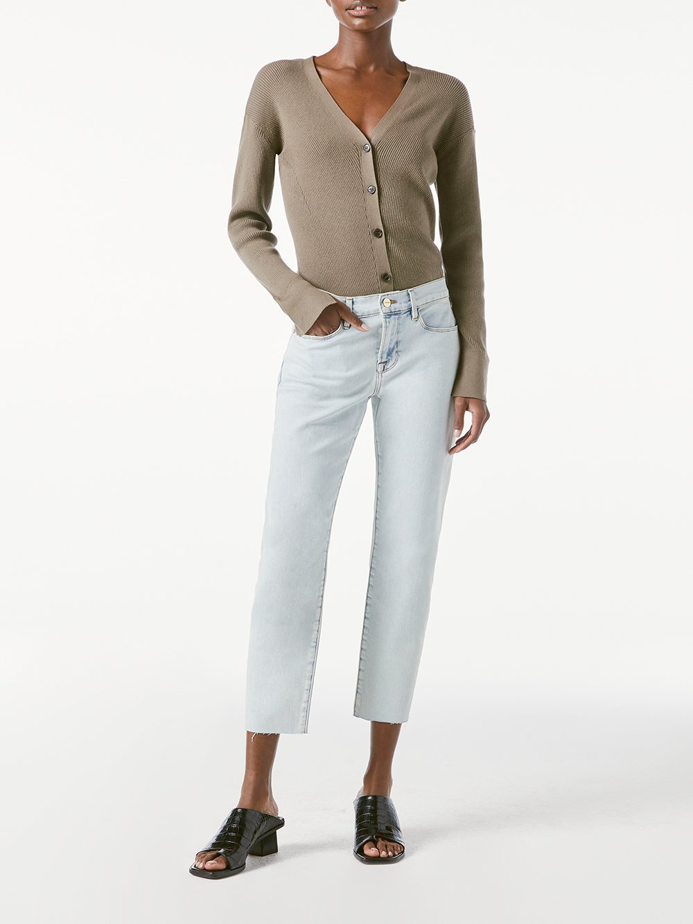 FRAME Le Garcon Crop Raw Edge Jean in Divisadero