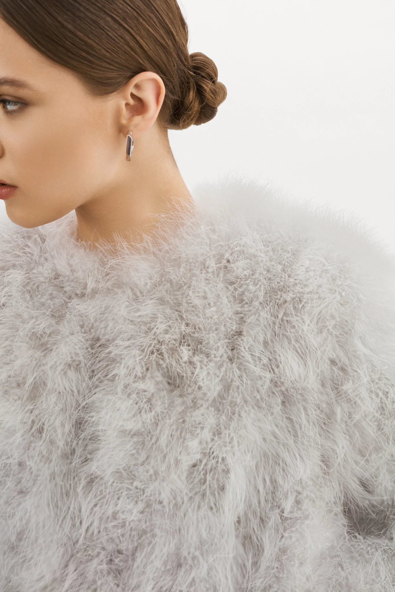 LAMARQUE Deora Feather Jacket in Light Grey