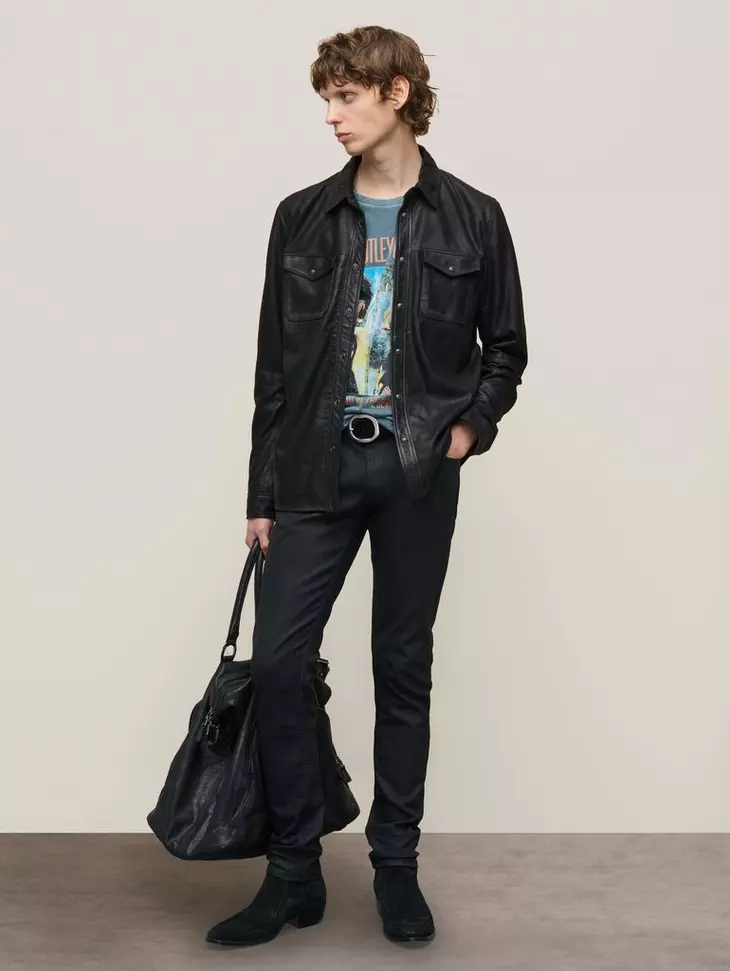 John Varvatos LIONELL Leather Shirt Jacket - Black