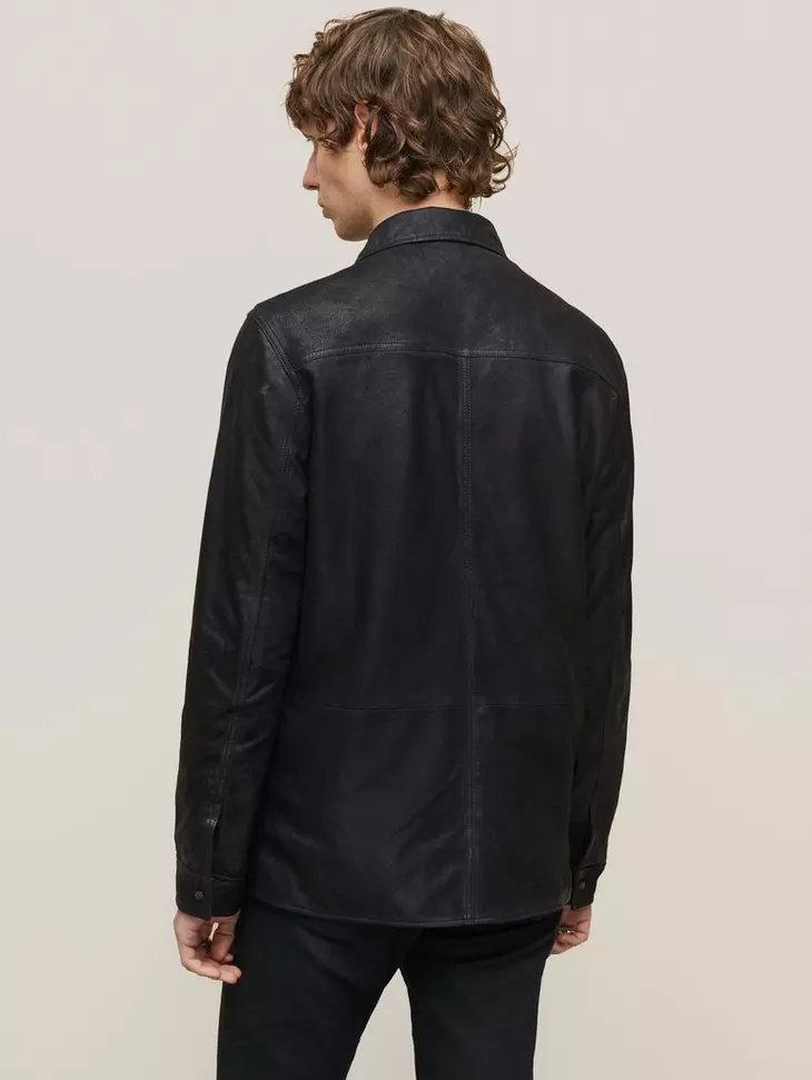 John Varvatos LIONELL Leather Shirt Jacket - Black