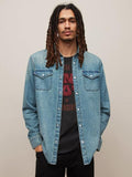 John Varvatos Marshall Western Denim Shirt - Fade Away Blue