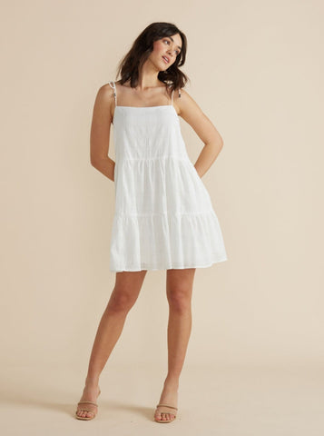MinkPink Bowes Mini Dress in White