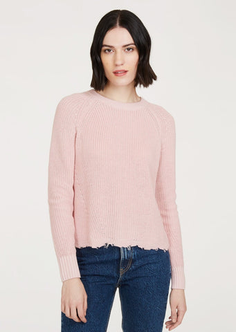 autumn cashmere cotton distressed shaker sweater in ballerina