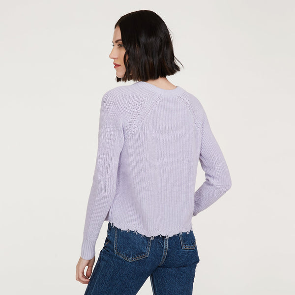 autumn cashmere cotton distressed shaker sweater in vapor