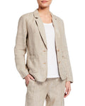 Eileen Fisher Washed Linen Notch Collar Shaped Blazer