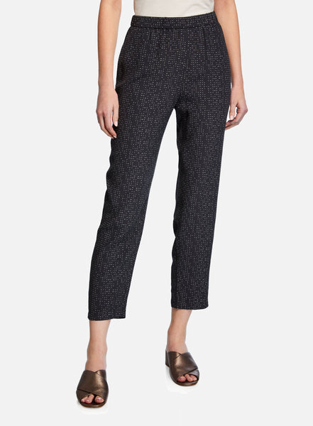 Eileen Fisher Tencel Viscose Morse Code Slouchy Ankle Pant - Graphite S9TRZ-P3804M