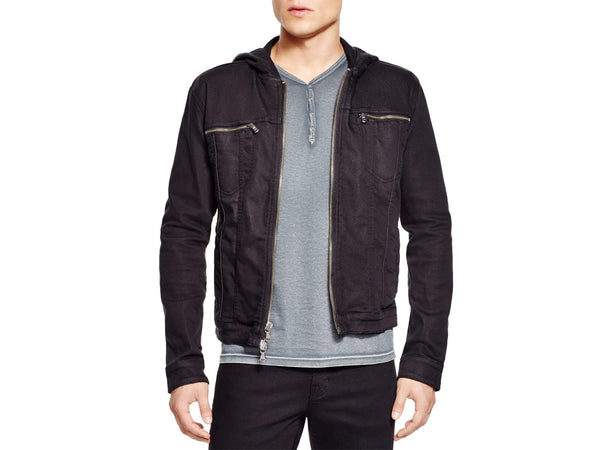 John Varvatos Scott Stretch Hooded Jean Jacket - Black