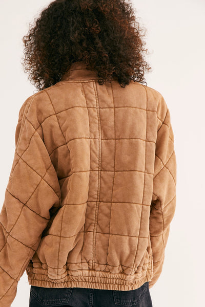 Free People Dolman quilted knit jacket in toasted coconut