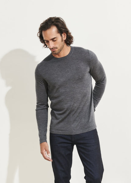 Patrick Assaraf Extra Fine Merino Crewneck Sweater - Charcoal