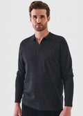 Patrick Assaraf Extra Fine Merino Open Polo - Noir