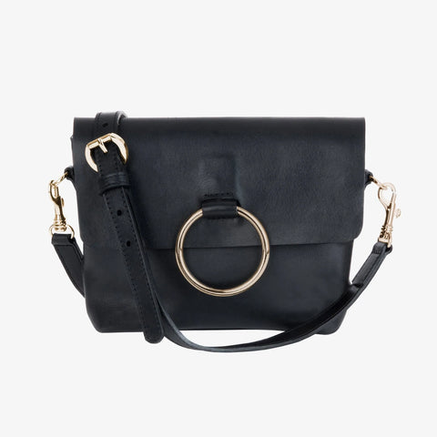 Brave Mini Virtue Bag in Black Bridle with Gold Buckle