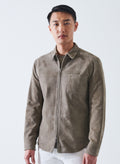 Patrick Assaraf Suede Shirt Jacket - Putty