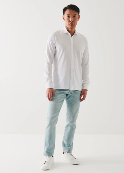 Patrick Assaraf LS Button Front Shirt - White