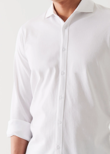 Patrick Assaraf LS Button Front Shirt - White