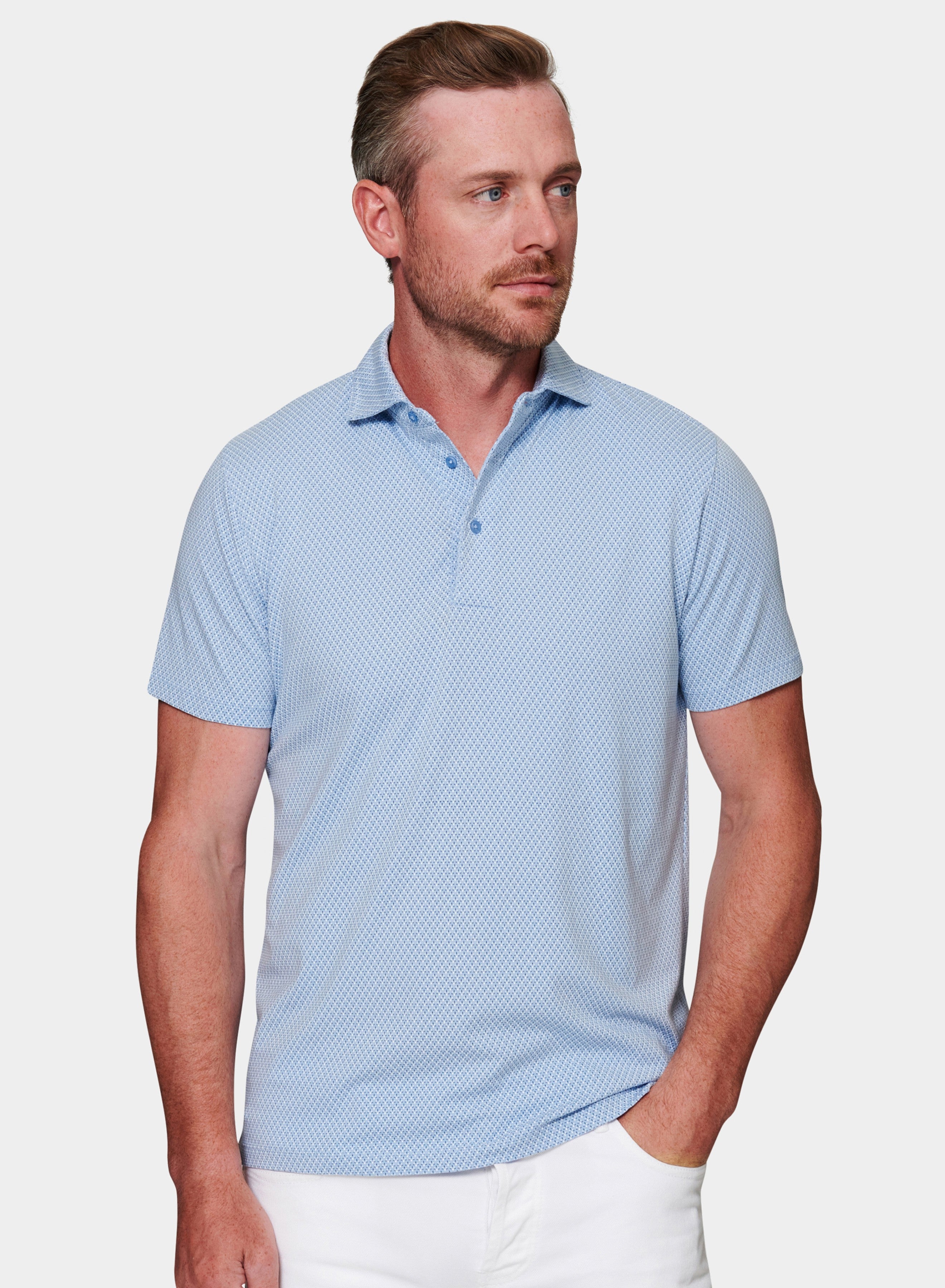 Patrick Assaraf SS Iconic Print Polo - Arctic