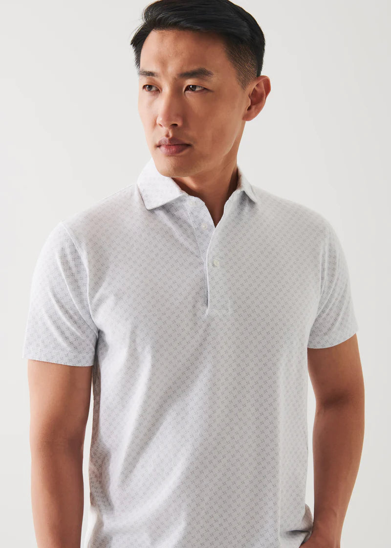 Patrick Assaraf SS Polo All Over Print - White