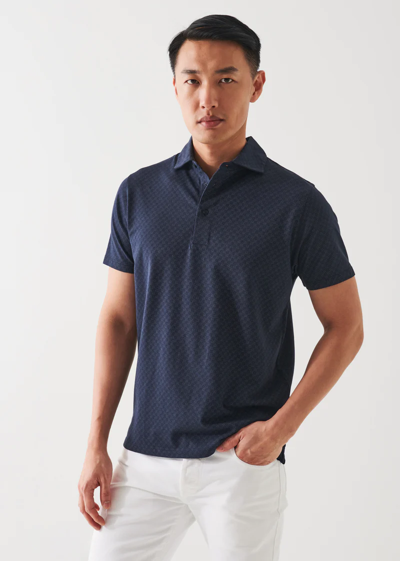 Patrick Assaraf SS Polo All Over Print - Midnight