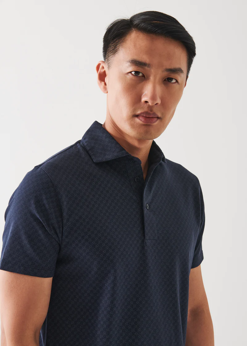 Patrick Assaraf SS Polo All Over Print - Midnight