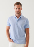 Patrick Assaraf SS Mini Geo Print Polo - Blue Ice