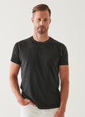 Patrick Assaraf SS Pima Stretch Old Wash Crew - Black
