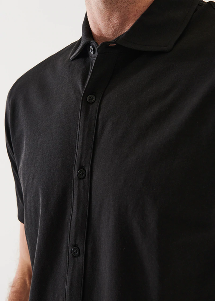Patrick Assaraf Pima Cotton Button Front Shirt - Black