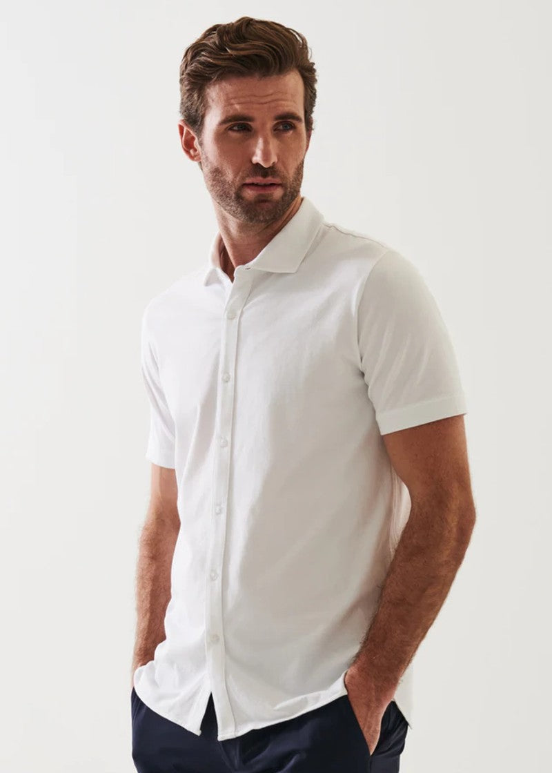 Patrick Assaraf Pima Cotton Button Front Shirt - White