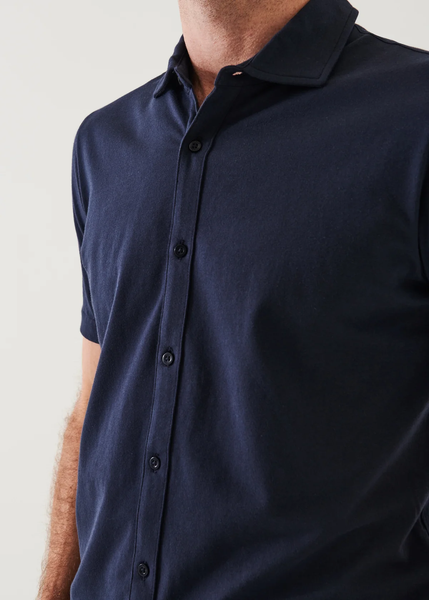 Patrick Assaraf Pima Cotton Button Front Shirt - Midnight