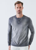 Patrick Assaraf LS Pima Vintage Henley - Granite