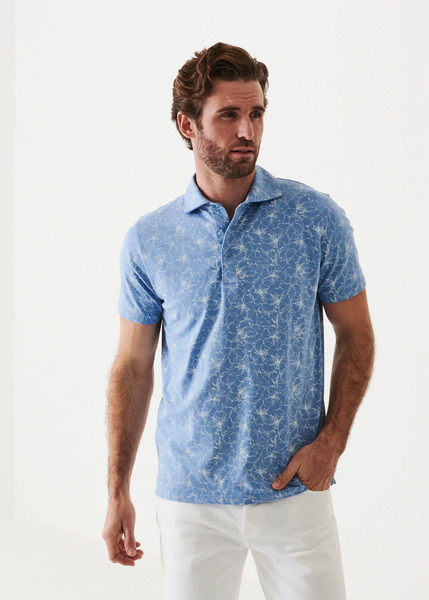 Patrick Assaraf SS Iconic Print Polo - Cerulean Floral