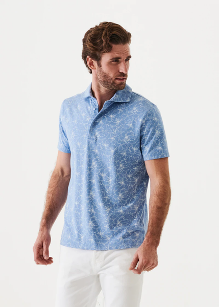 Patrick Assaraf SS Iconic Print Polo - Cerulean Floral
