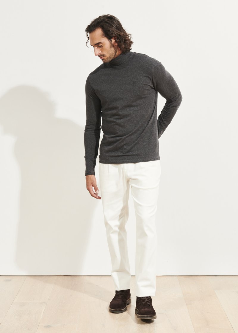 Patrick Assaraf Pima Stretch Turtle Neck - Charcoal