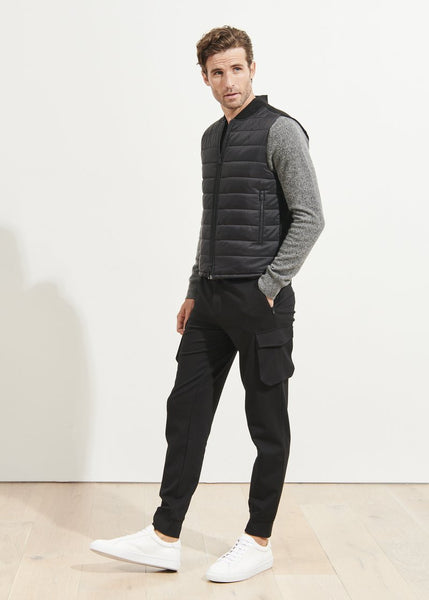 Patrick Assaraf Active Full Zip Vest -  Black