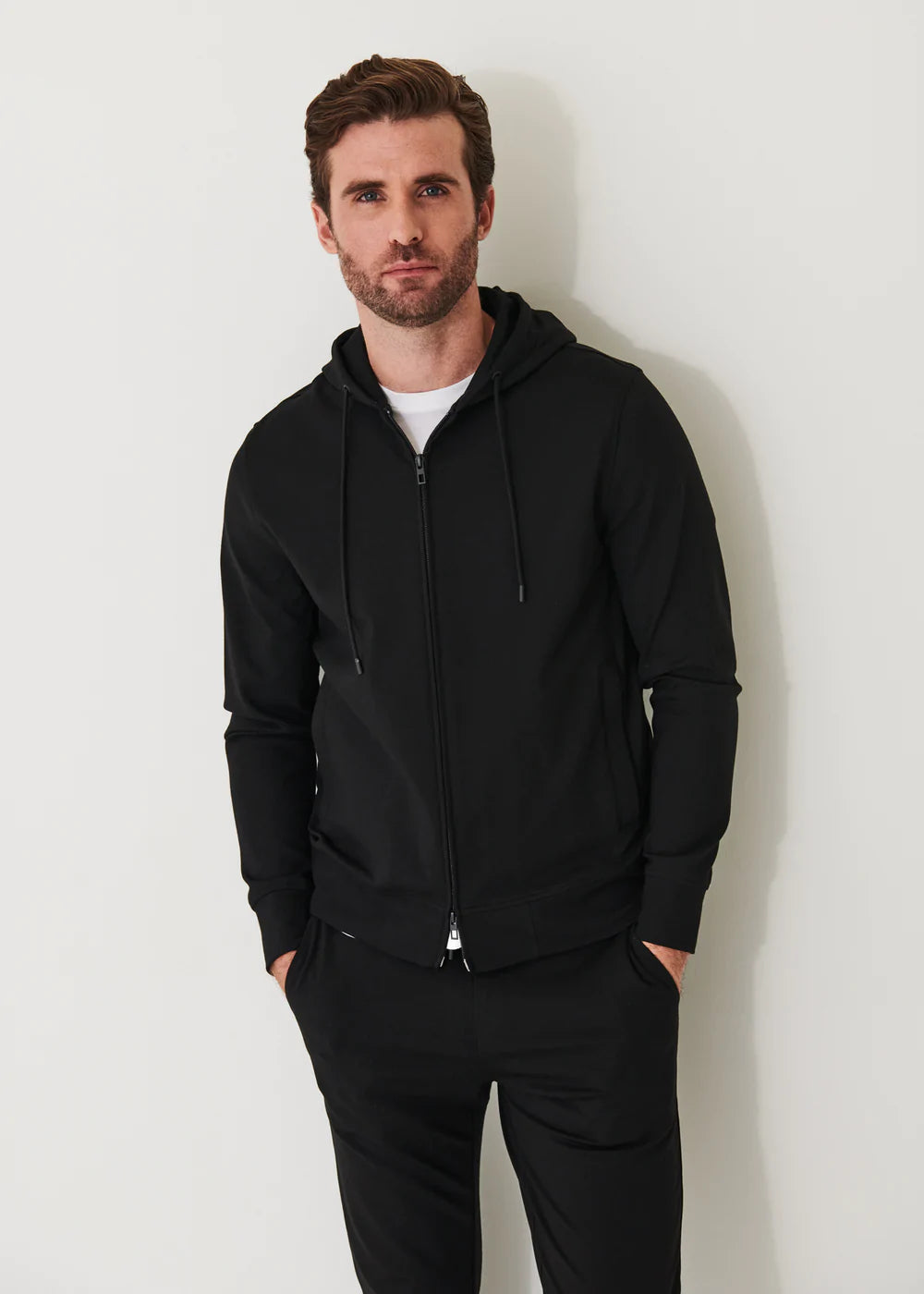 Patrick Assaraf Active Full Zip Hoodie - Black