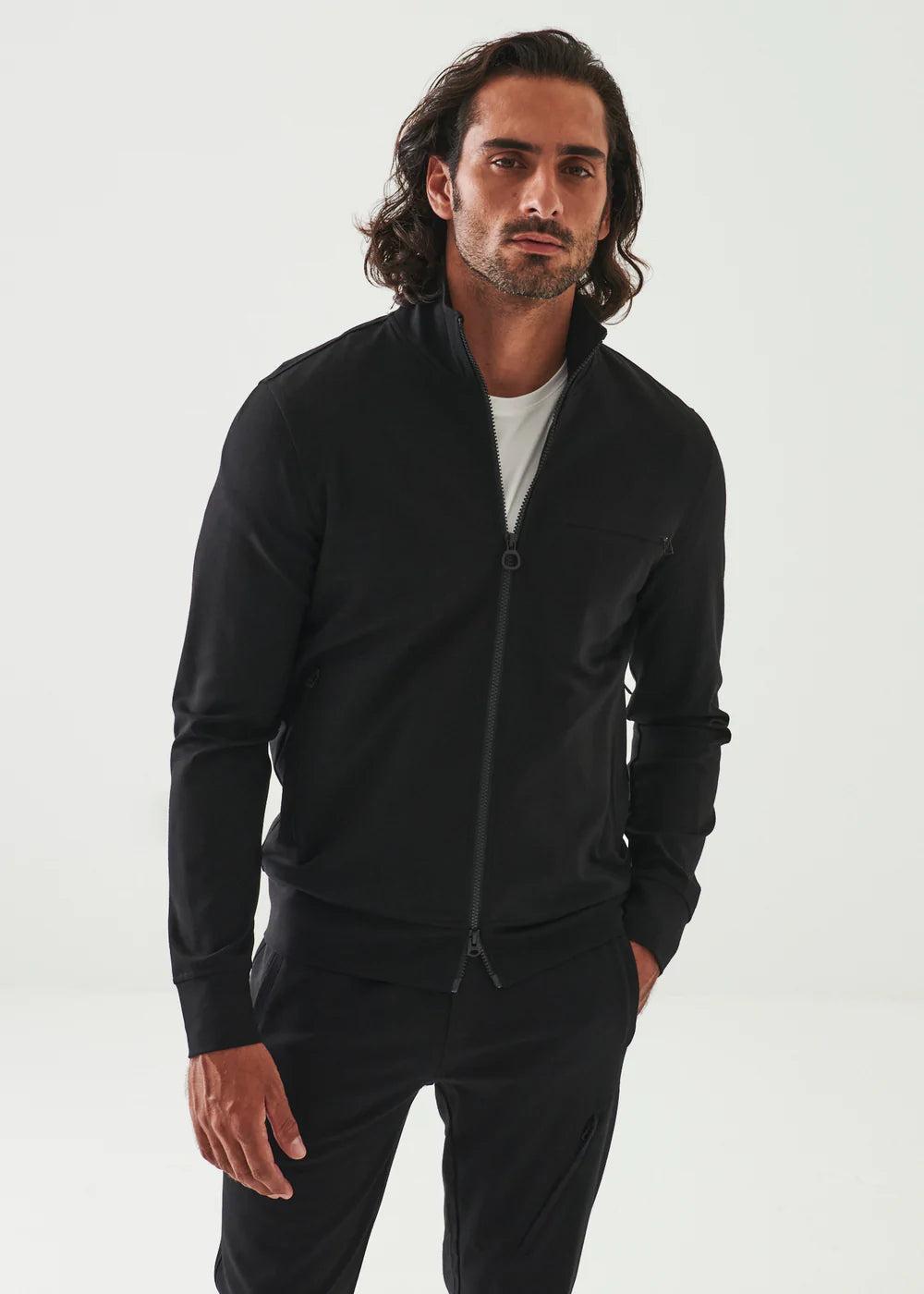 Patrick Assaraf Active Zip Track Jacket - Black