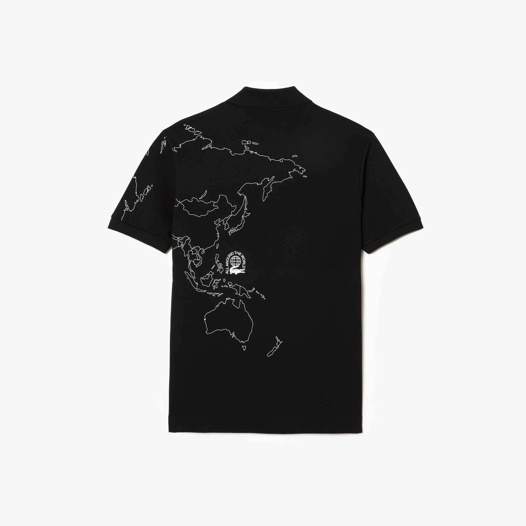 Lacoste Worldwide Print Cotton Polo - Black