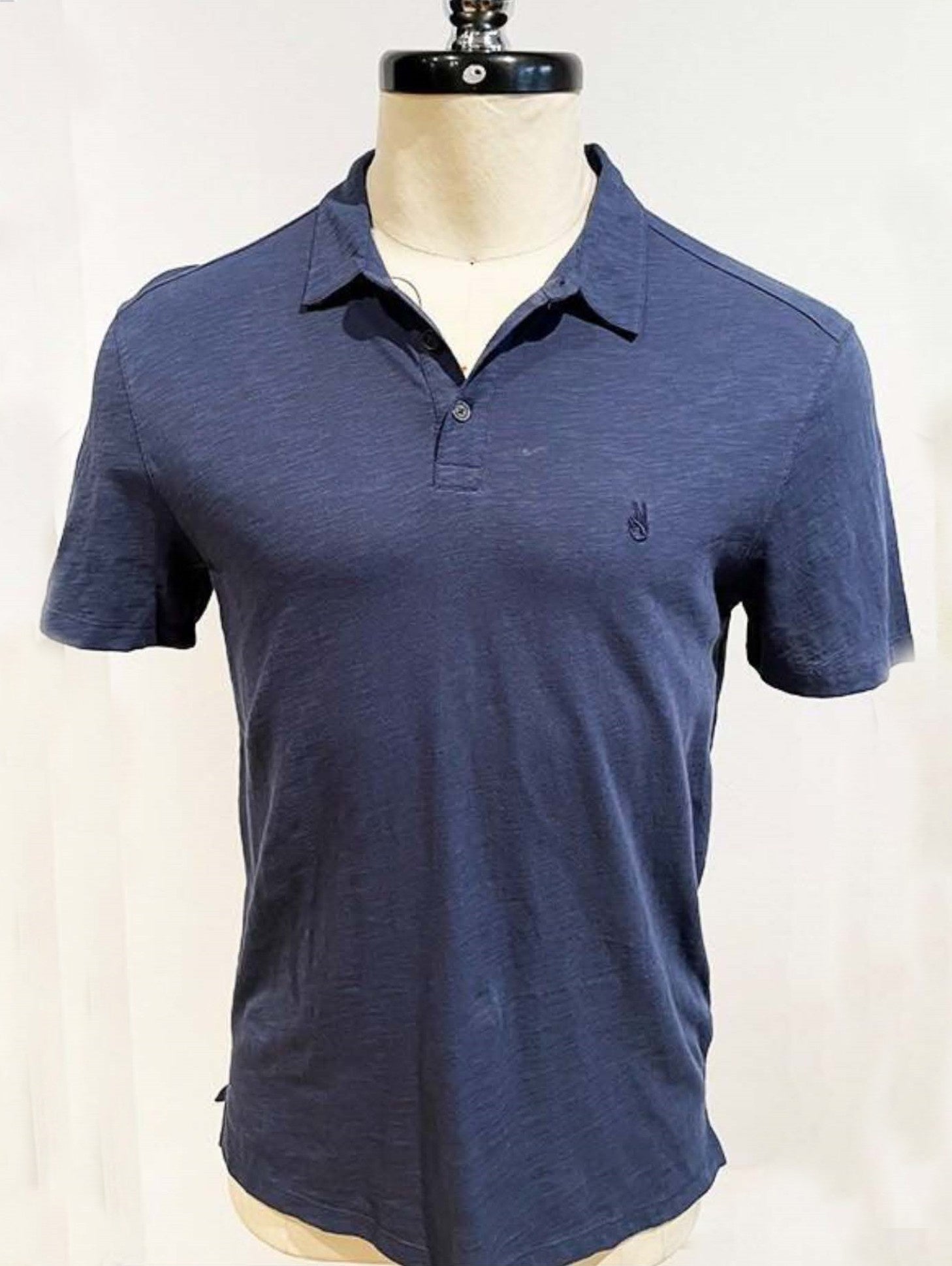 John Varvatos Victor SS Slub Peace Polo - Oiled Blue