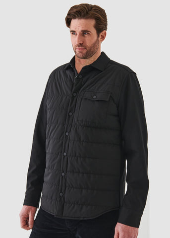 Patrick Assaraf Active Zip Quilted Shirt Jacket - Black