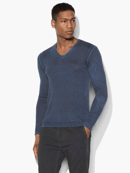 John Varvatos L/S V Reverse Print Sweater