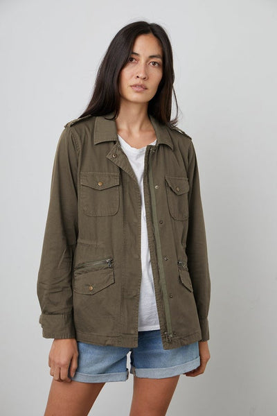 Velvet Ruby cotton twill jacket in forest
