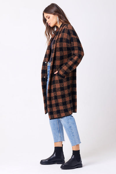 Saltwater Luxe Desireen Check Long Cardigan in Spice