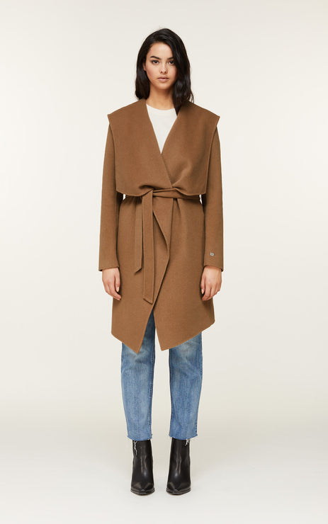 Soia&Kyo Samia-N Belted Wool Coat in Camel