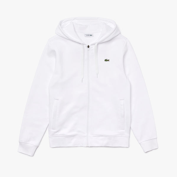 Lacoste SPORT Hooded Lightweight Bi-material Sweatshirt - White