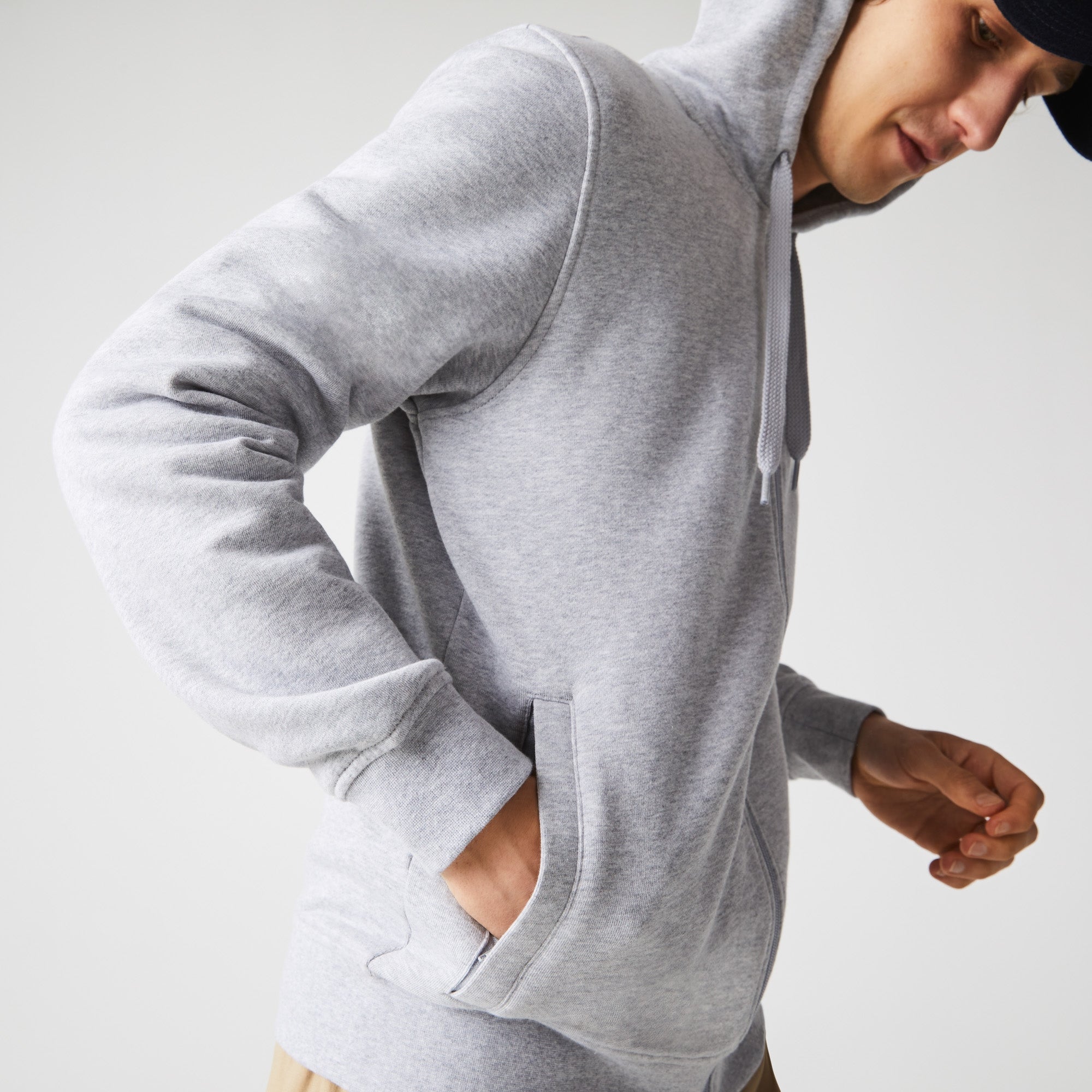 Lacoste SPORT Hooded Lightweight Bi-material Sweatshirt - Light Grey