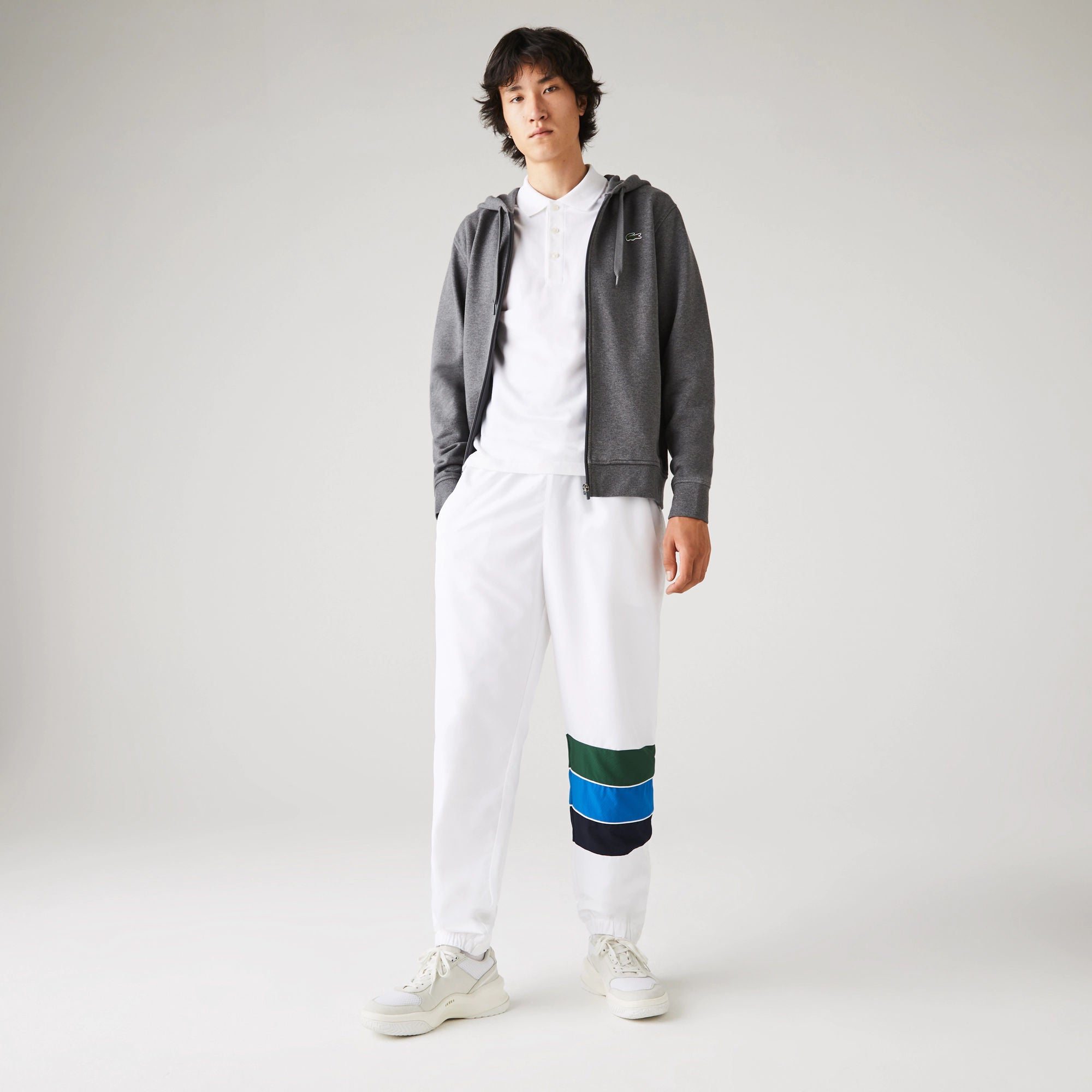 Lacoste SPORT Hooded Lightweight Bi-material Sweatshirt - Dark Grey