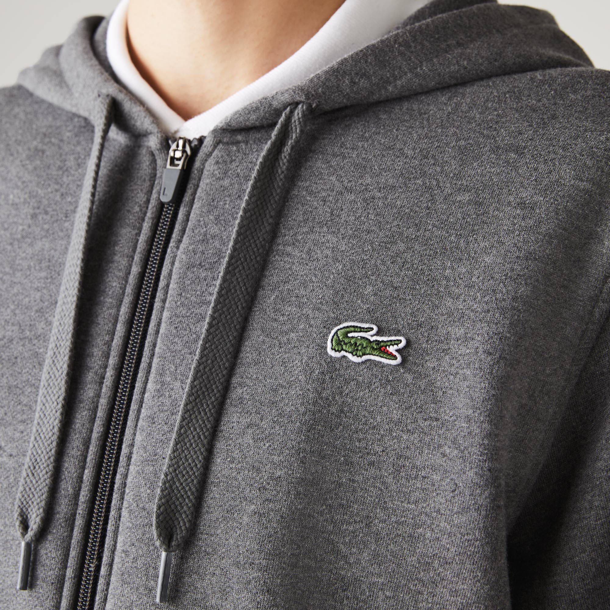 Lacoste SPORT Hooded Lightweight Bi-material Sweatshirt - Dark Grey