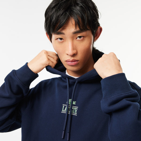 Lacoste Logo Printed Hoodie - Navy Blue