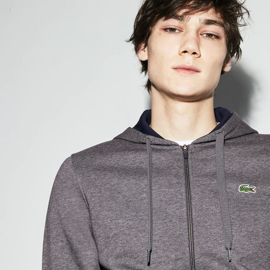 Lacoste SPORT Hoodie Fleece Tennis Sweatshirt - Navy & Grey